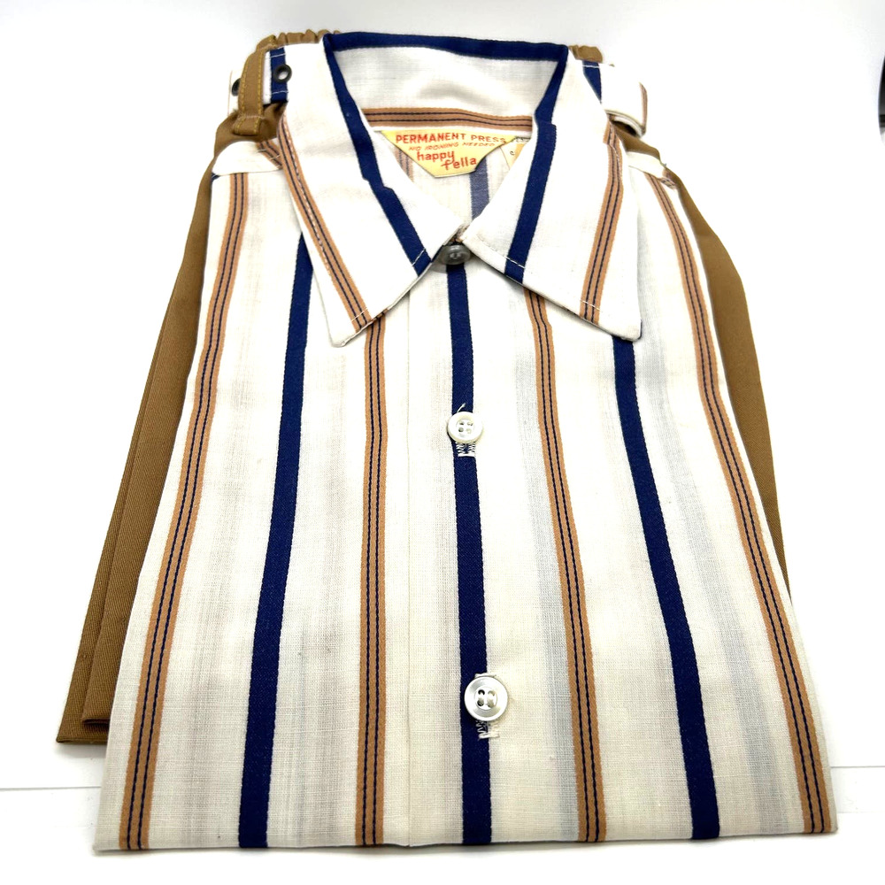 Vintage Little Boys Happy Fella 2 Piece Shorts Shirt Outfit NOS Size 4